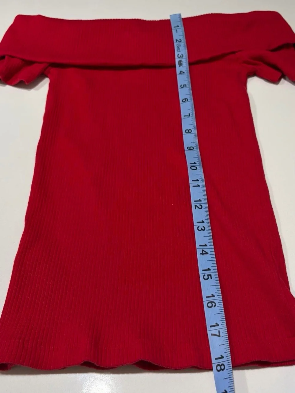 Off-Shoulder Ribbed Red Women’s Top - Picture 6 of 6
